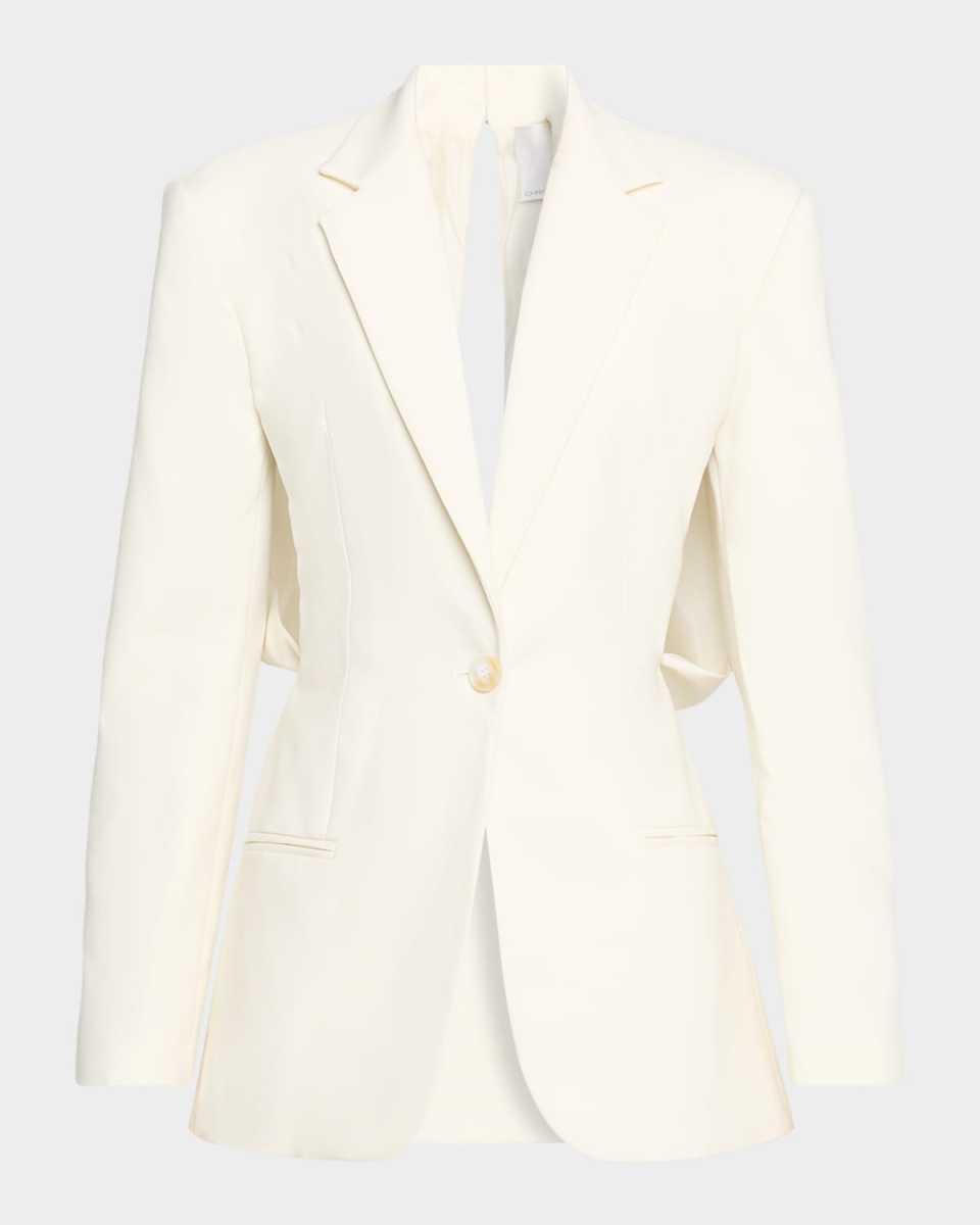 Intimate Bow-Back Twill Single-Breasted Blazer